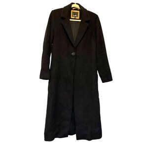 Sam Edelman Womens Long Black Wool Blend Coat Size 8 Button Front